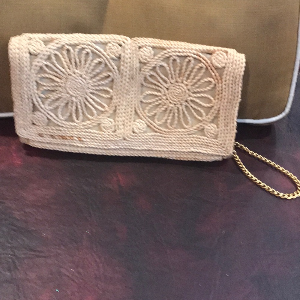 Mister Ernest detailed woven purse with gold strap